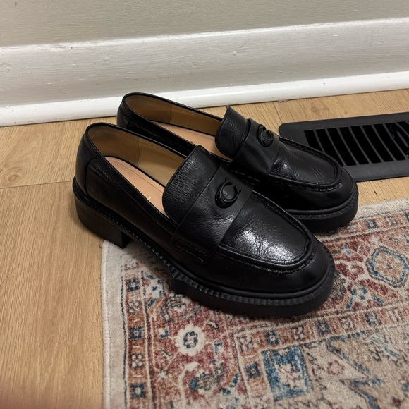 Coach Black Leather Loafers - Picture 2 of 9